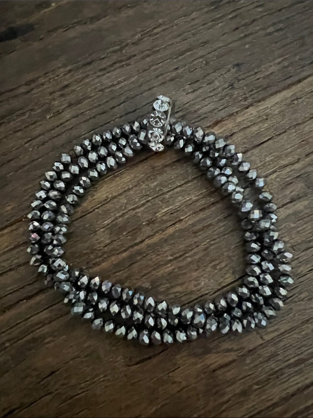 Sparkling Faceted Silver-toned Beaded Stretch Bracelet